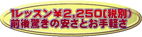 1レッスン¥2,250(税別) 前後驚きの安さとお手軽さ