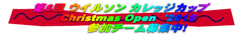第6回 ウイルソン カレッジカップ        Christmas Open  '2015        　　 参加チーム募集中！