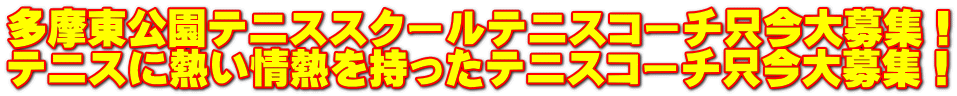 多摩東公園テニススクールテニスコーチ只今大募集! テニスに熱い情熱を持ったテニスコーチ只今大募集!