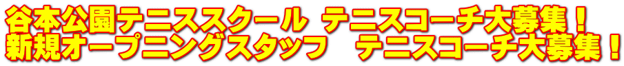 谷本公園テニススクール テニスコーチ大募集！ 新規オープニングスタッフ　テニスコーチ大募集！