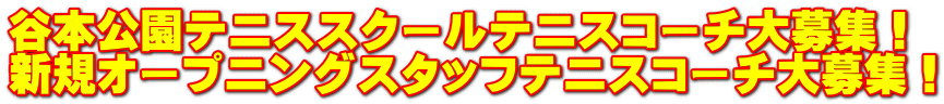 谷本公園テニススクールテニスコーチ大募集！ 新規オープニングスタッフテニスコーチ大募集！