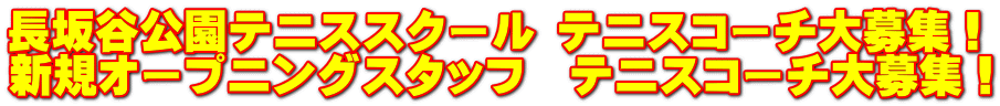 長坂谷公園テニススクール テニスコーチ大募集！ 新規オープニングスタッフ　テニスコーチ大募集！