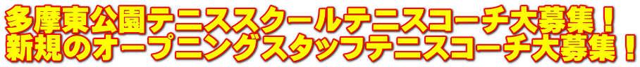 多摩東公園テニススクールテニスコーチ大募集！ 新規のオープニングスタッフテニスコーチ大募集！