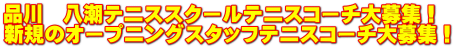 品川 八潮テニススクールテニスコーチ大募集! 新規のオープニングスタッフテニスコーチ大募集!